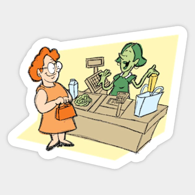 Woman And Cashier Sticker by Petko121212